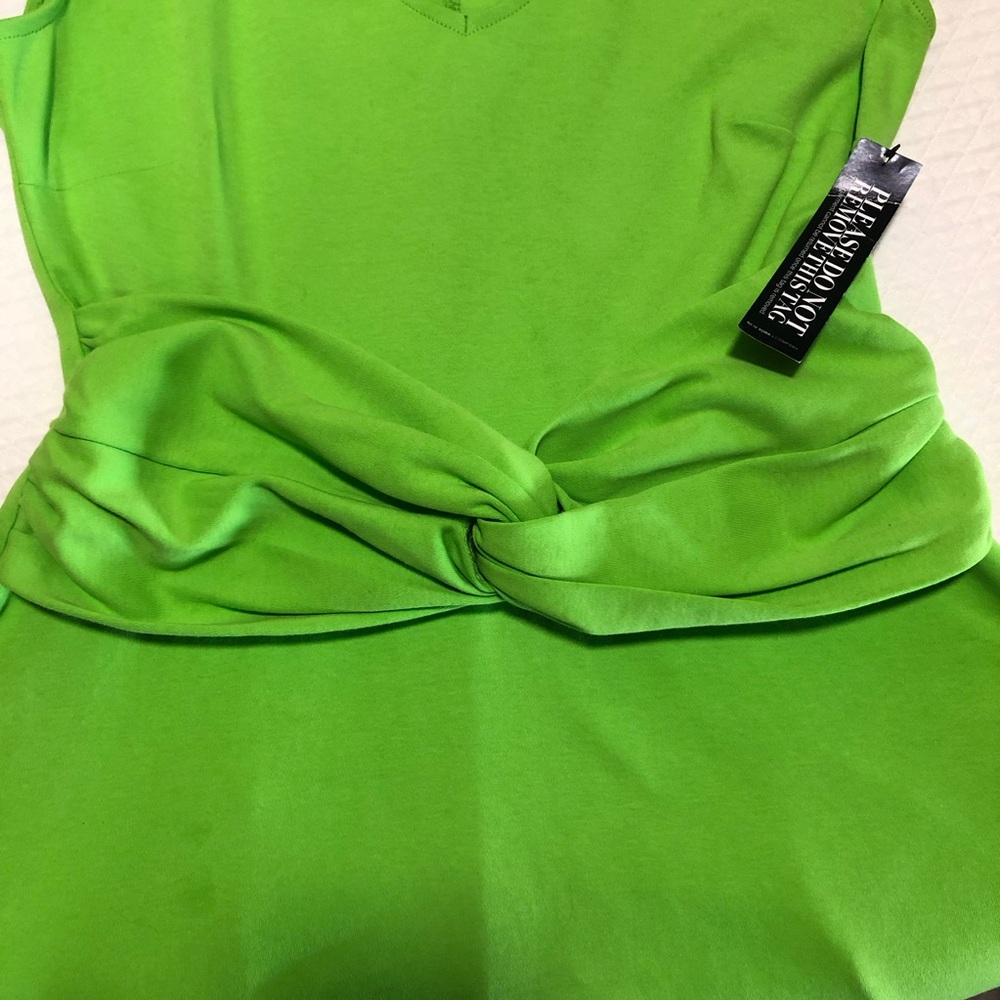 NEW YORK & COMPANY N.W.T.Size Small Bright Green Mid Length Sleeveless Twist Bow - Picture 4 of 9